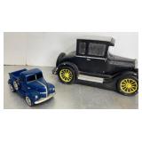Chalk-ware Coin Bank & Porcelain Ford Truck
