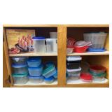 Various plastic storage with matching lids