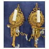 Vtg Brass Wall Sconces (candle Al bra base)