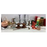 Brass Candlestick Holders & Candles
