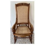 Vtg Maple Cane Rocking Chair