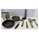 6.5in Cast Iron Skillet, Corn Shucker, Flour
