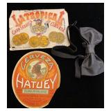 Cuban beer labels and leather bow tie