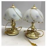 Pair of Small Brass Look Lamps 14.5in tall