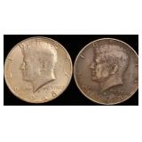 1968 Kennedy Silver Half Dollar coins