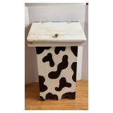 Dairy Cow Painted Wooden Trash Can