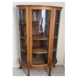 Vtg Oak Half Rd Lighted Display Case