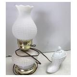 Milk Glass Lamp & Boot