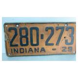 1929 Indiana License Plate