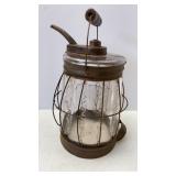 Antique Caged Glass Kerosene Container