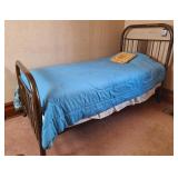 Vintage Metal Twin Bed w/Bedding