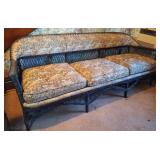 Woven Rattan Wicker Sofa w/Upholstered Cushions