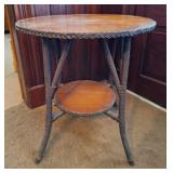 Rattan Wicker w/Wood Top Side Table