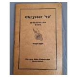 1926 Chrysler "70" Instruction Book