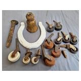 Caster Wheels, Railroad Spike & Horseshoe