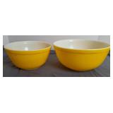2 Yellow Pyrex Mixing Bowls
