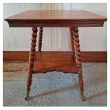 Oak Barley Twist Ball & Claw Parlor Table, Antique