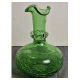 Green Crackle Glass Vase