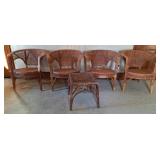4 Wicker Curved Back Chairs & Table