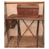 White Sewing Machine w/Cabinet, Antique