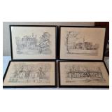 4 Charles H Overly Williamsburg, VA Sketch Prints