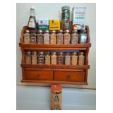 Wooden Spice Rack & Spices