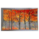Curved Fused Glass Plate w/Fall Tree Scene