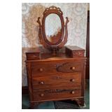 Victorian Walnut ? Dresser w/Wishbone Mirror