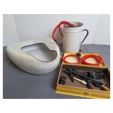 Hospital Ware Enamelware Enema Set & Bedpan