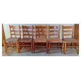 5 Ladder Back Chairs w/Woven Seats