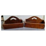 2 Primitive Wooden Cutlery/Utensil Trays