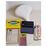 Yahtzee Score Pads, Parcheesi Pieces, Bike Seat