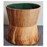 Mid-Century Pottery Flared Planter, Wood Look