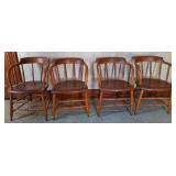 4 Primitive Barrel Back Chairs