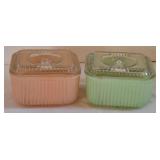 2 Anchor Hocking Refrigerator Dishes "Rainbow