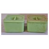 2 Jadeite Refrigerator Dishes w/Lids