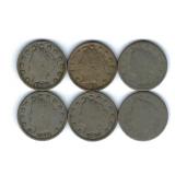 6 Liberty Head Nickels