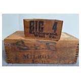 Antique Wooden Box, Milroy, IND. & Big 4 Wood Box