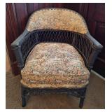 Woven Rattan Wicker Chair w/Upholstered Cushion