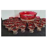 The Lexington Ruby Banded Punch Bowl Set