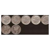 Silver Dimes, (7), Mercury & Roosevelt