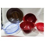Plastic & Walnut serving & mixing bowls