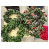 Christmas wreaths, (2) greenery, bows