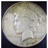 Silver Peace Dollar Coin, 1934 D