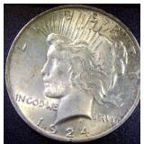 Silver Peace Dollar Coin, 1924 NMM