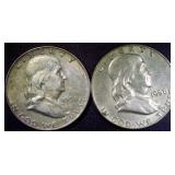 Franklin Silver Half Dollar Coins (2)
