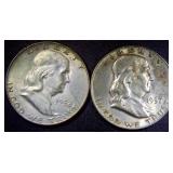 Franklin Silver Half Dollar Coins (2)