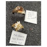 Rings, gold tone, (2) with sets