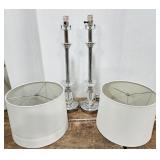 Table Lamps, pair, crystal & metal bases