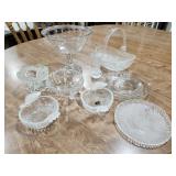 Glass condiments, plates, compote